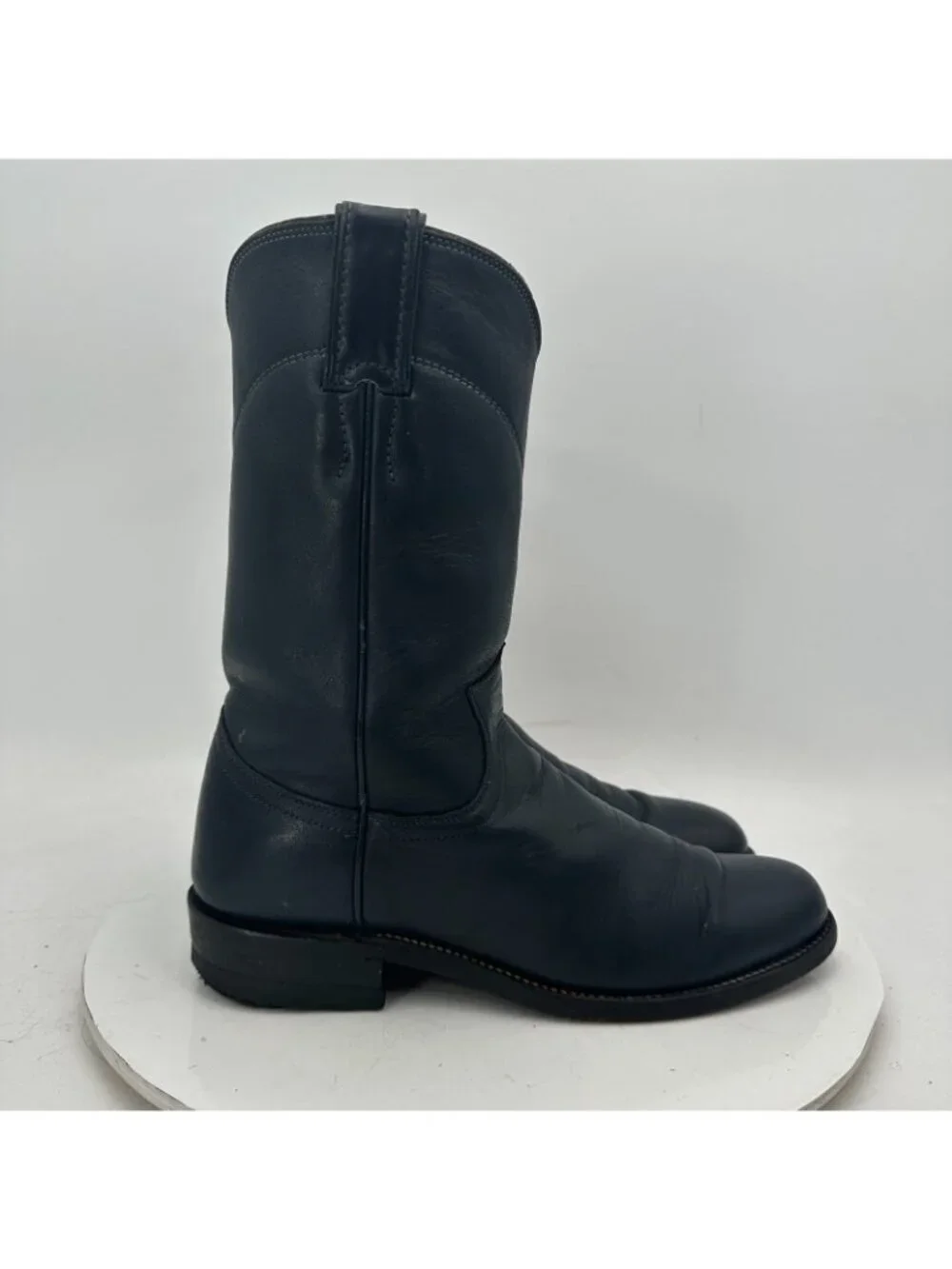 Justin L 3057 Women Size 6A Black Leather Roper Pull On Cowgirl Western Boot